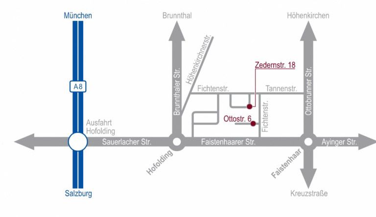 anfahrtsskizze zur waibl gmbh in hofolding