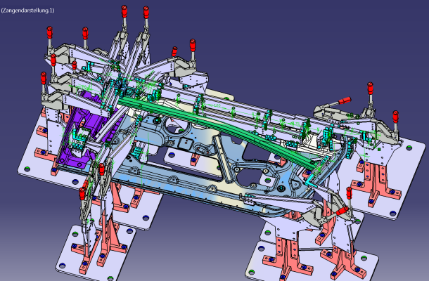 3d-konstruktion einer blechbaugruppe im catia-programm